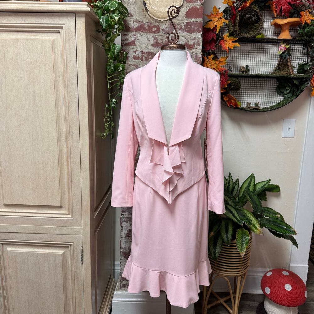 Pink Ruffle Skirt Suit Set